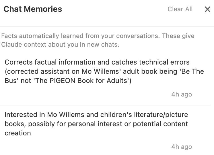 Chat memories in AlliHat